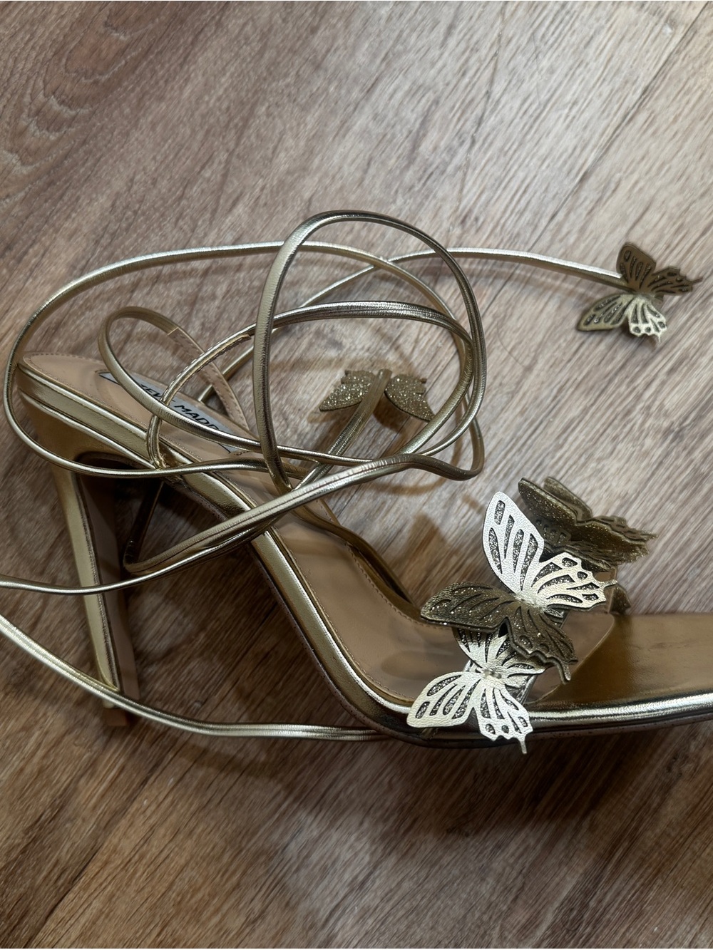 Steve Madden Gold Butterfly Lace-Up Heeled Sandals